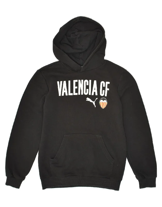 men's fleece zip-up hoodies -PUMA Boys Valencia Graphic Hoodie Jumper 11-12 Years Black Cotton