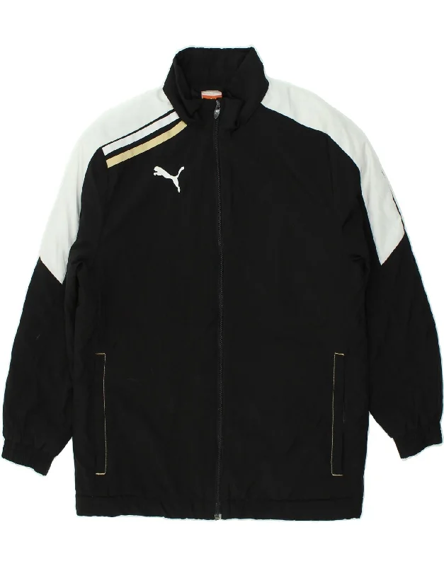 men's work jackets -PUMA Boys Windbreaker Jacket 13-14 Years Black Colourblock