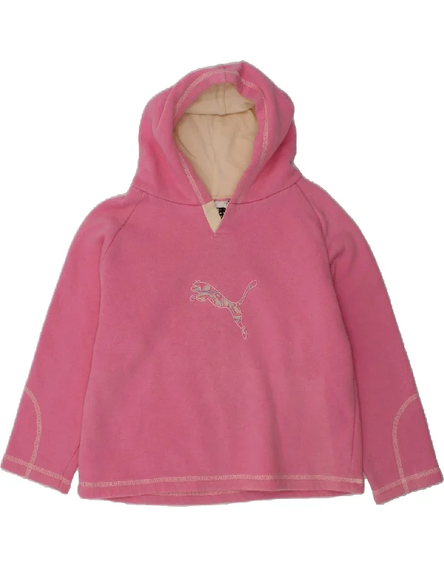 men's comfy oversized hoodies -PUMA Girls Graphic Hoodie Jumper 3-4 Years Pink