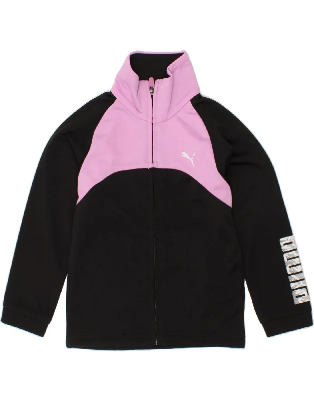 stylish jackets for men -PUMA Girls Graphic Tracksuit Top Jacket 4-5 Years Black Colourblock