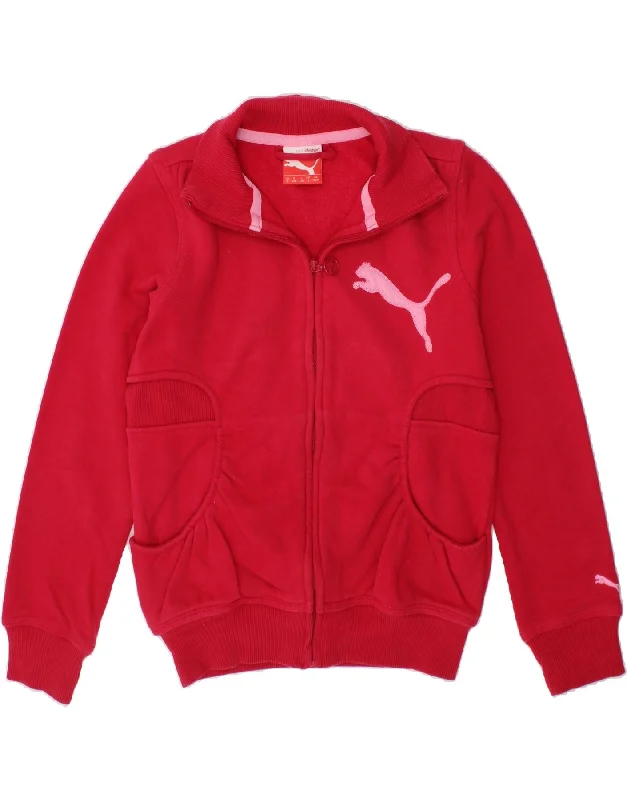 men's casual blazers -PUMA Girls Graphic Tracksuit Top Jacket 7-8 Years Pink Cotton