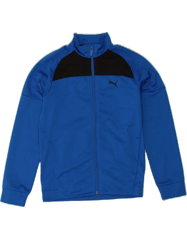 men's heavy-duty coats -PUMA Girls Tracksuit Top Jacket 11-12 Years Blue Polyester