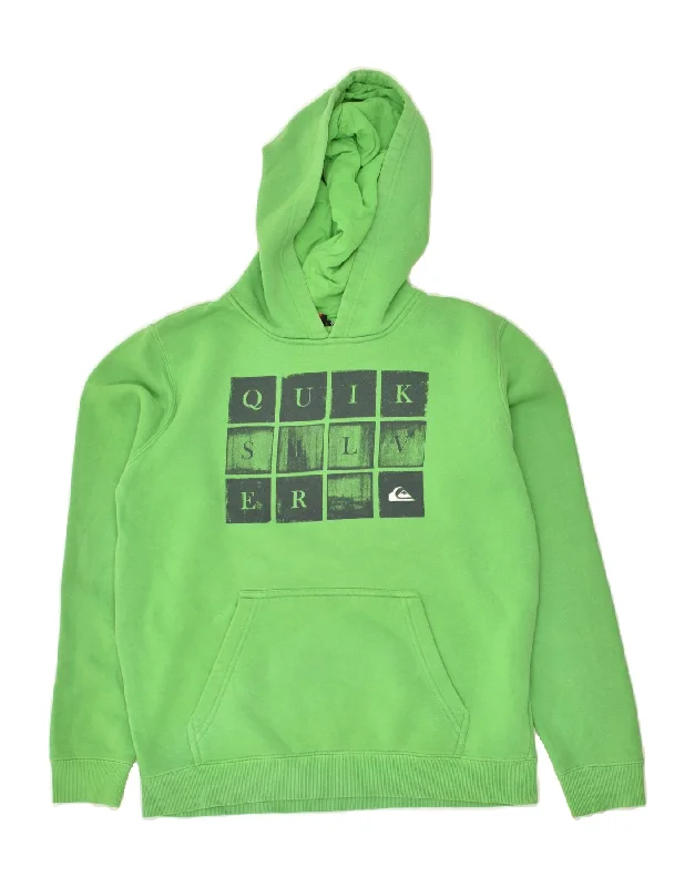 men's oversized hoodies -QUIKSILVER Boys Graphic Hoodie Jumper 15-16 Years Green