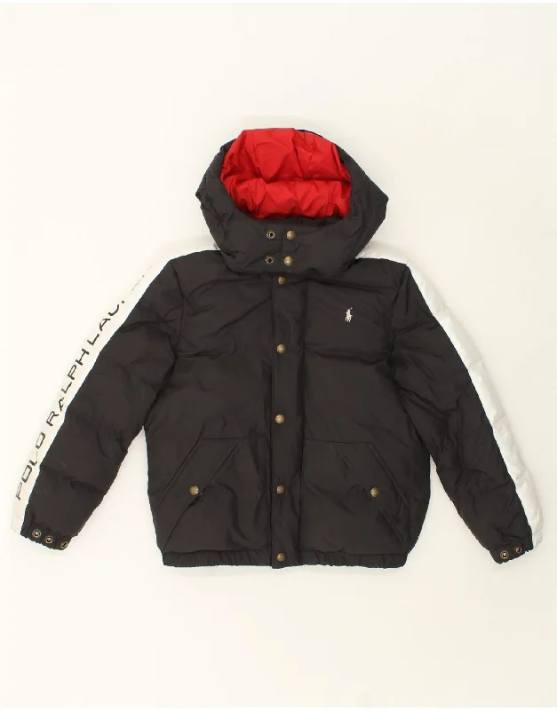 men's softshell jackets -RALPH LAUREN Boys Hooded Padded Jacket 10-11 Years Medium  Black Polyester