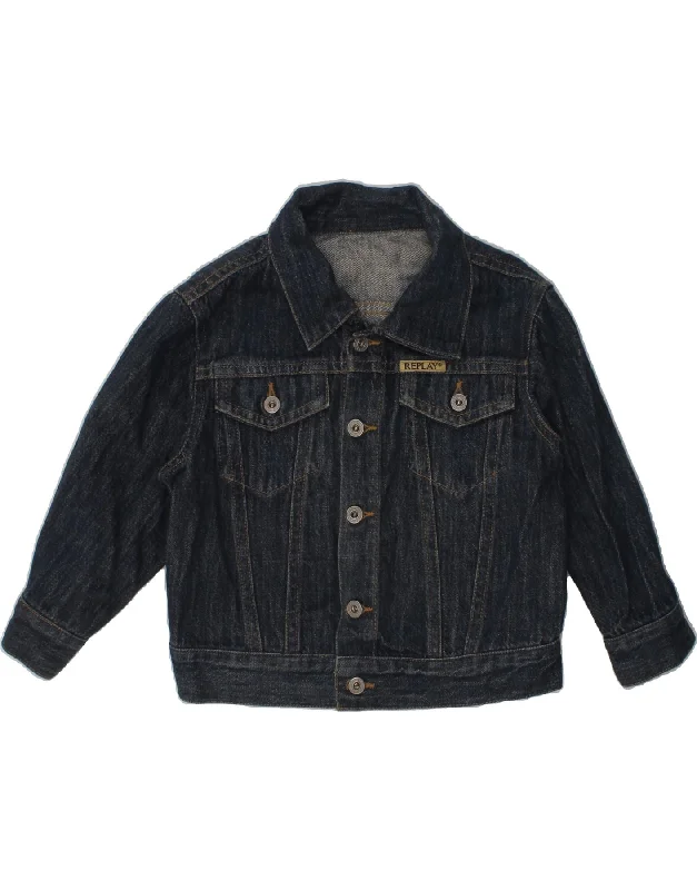 men's slim fit jackets -REPLAY Boys Denim Jacket 3-4 Years Navy Blue