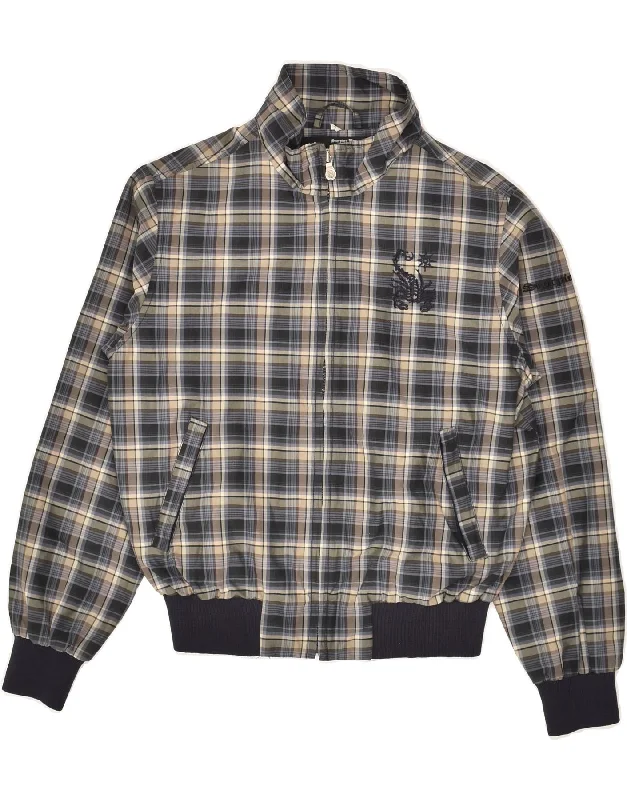 men's modern jacket styles -SCORPION BAY Boys Bomber Jacket 8-9 Years Large Grey Check Cotton