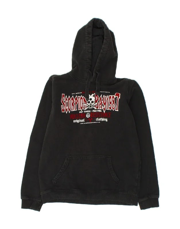 men's hoodies for layering -SCORPION BAY Boys Graphic Hoodie Jumper 11-12 Years 2XL Black Cotton