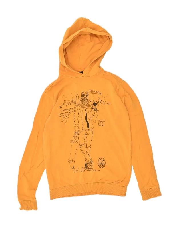 men's hoodies with logos -SCORPION BAY Boys Graphic Hoodie Jumper 13-14 Years XL Yellow Cotton