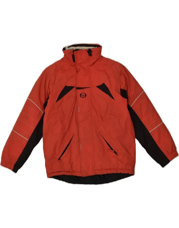 men's heavy insulated jackets -SERGIO TACCHINI Boys Hooded Rain Jacket 8-9 Years Red Colourblock