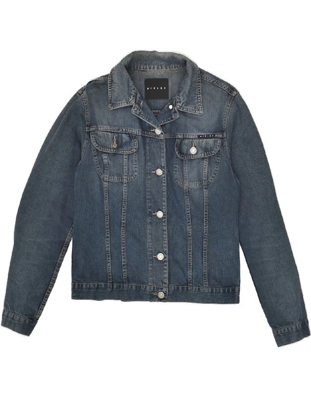 men's outdoor jacket for hiking -SISLEY Girls Denim Jacket 12-13 Years Medium Blue Cotton