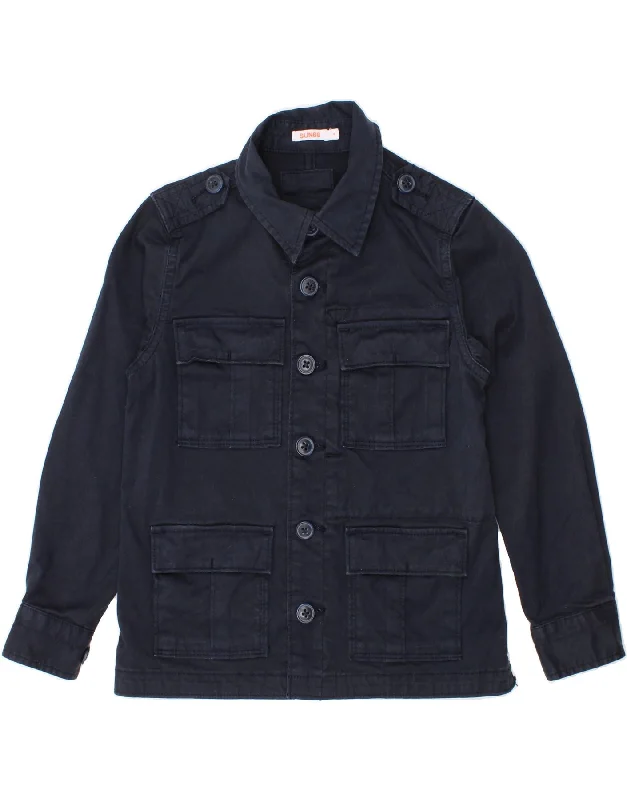 men's winter jackets with fur lining -SUN68 Boys Military Jacket 4-5 Years Navy Blue Cotton