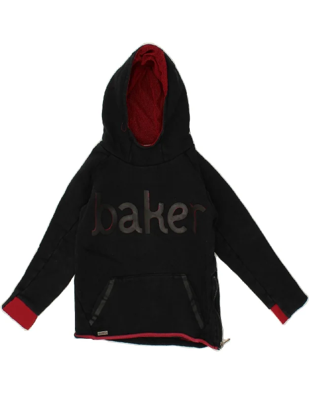 comfortable sweatshirts for everyday wear -TED BAKER Boys Graphic Hoodie Jumper 6-7 Years Black Colourblock Cotton