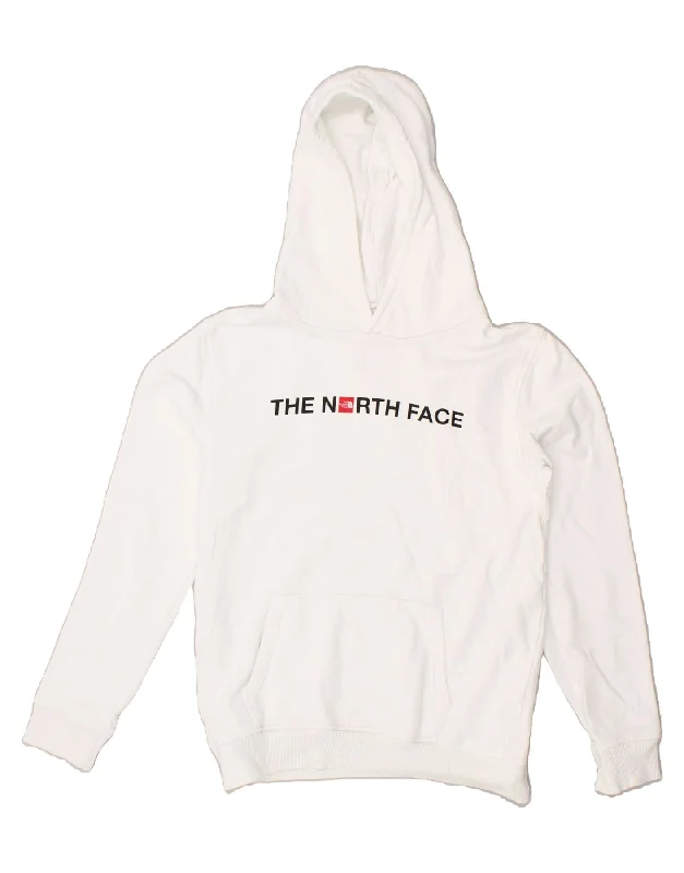 men's heavy fleece sweatshirts -THE NORTH FACE Boys Graphic Hoodie Jumper 14-15 Years XL White Cotton