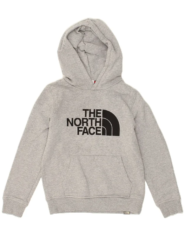 men's hoodie sweatshirt with graphics -THE NORTH FACE Boys Graphic Hoodie Jumper 8-9 Years Large Grey Cotton