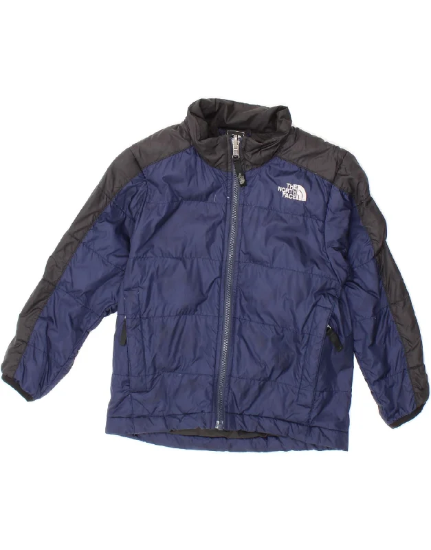 men's military jackets -THE NORTH FACE Boys Padded Jacket 4-5 Years 2XS Navy Blue Colourblock