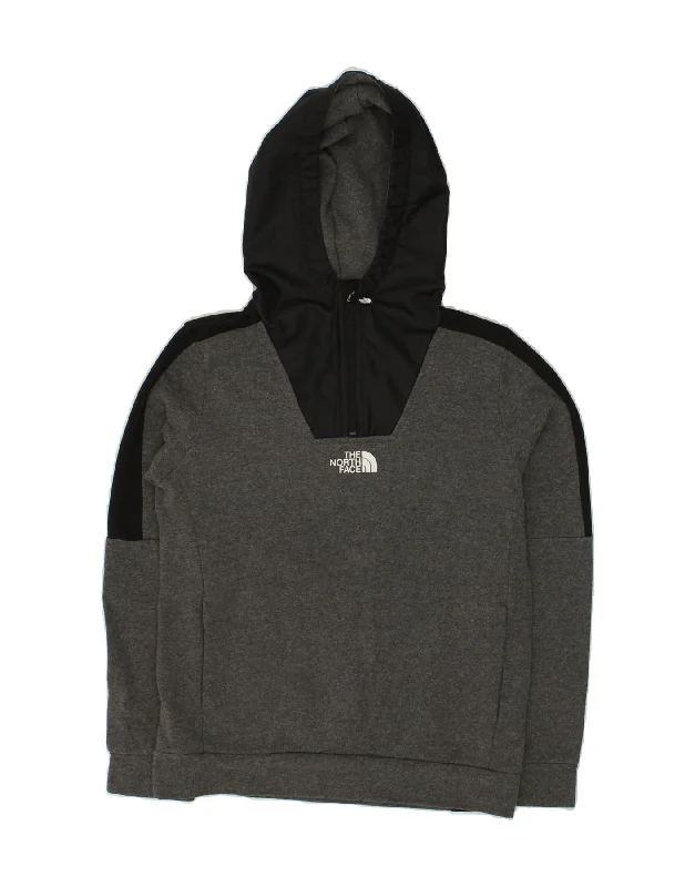 stylish men's sweatshirts -THE NORTH FACE Boys Zip Neck Hoodie Jumper 14-15 Years XL Grey Colourblock