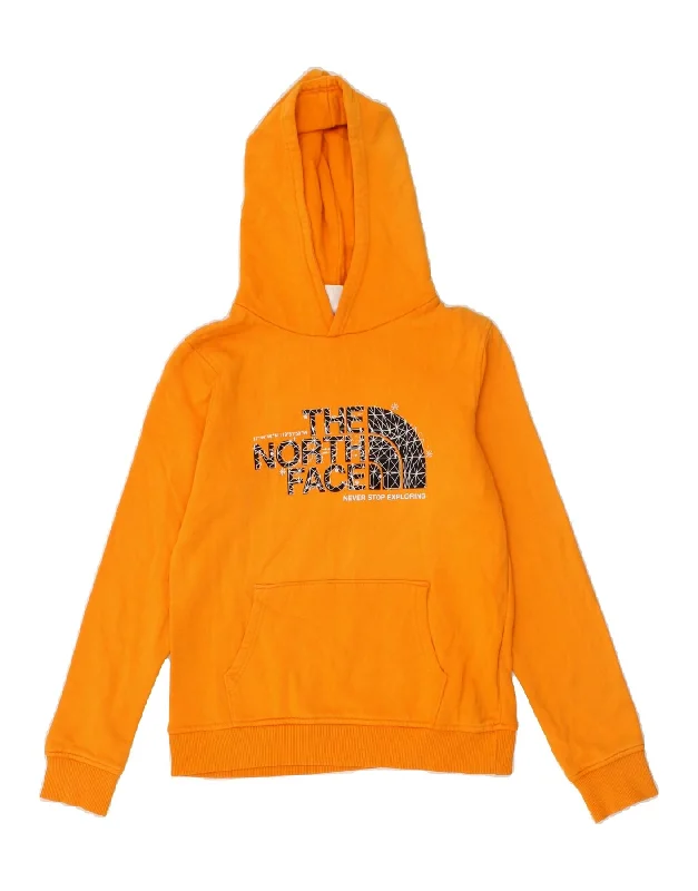 trendy graphic sweatshirts for men -THE NORTH FACE Girls Graphic Hoodie Jumper 13-14 Years XL Yellow Cotton