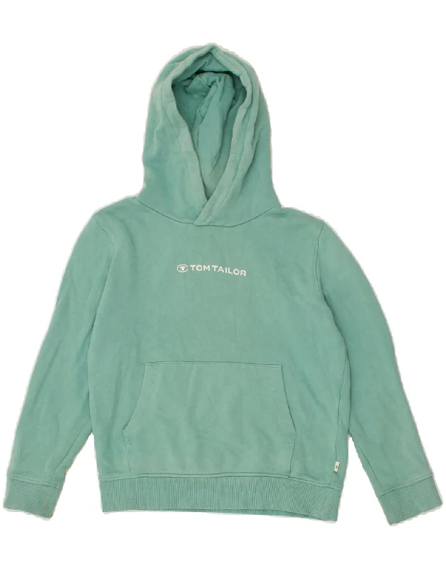 men's heavy-duty hoodies -TOM TAILOR Boys Graphic Hoodie Jumper 8-9 Years Turquoise Cotton