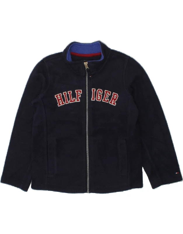 men's insulated winter jackets -TOMMY HILFIGER Boys Graphic Fleece Jacket 3-4 Years Navy Blue Polyester