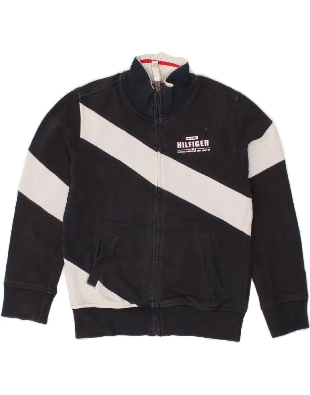 men's outdoor adventure jackets -TOMMY HILFIGER Boys Tracksuit Top Jacket 5-6 Years Black Colourblock