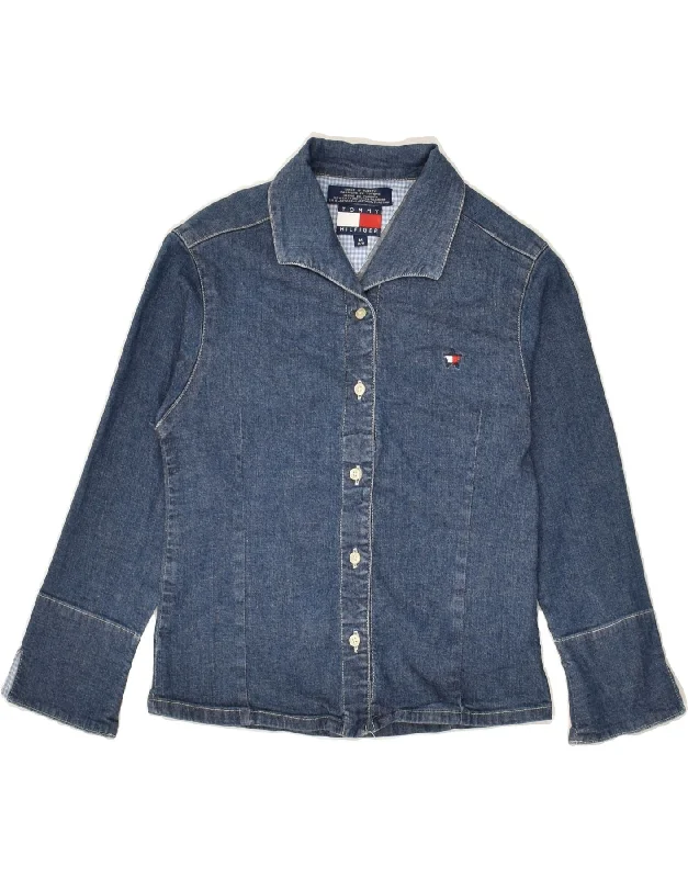 men's zippered jacket styles -TOMMY HILFIGER Girls Denim Jacket 3-4 Years Medium Navy Blue Cotton