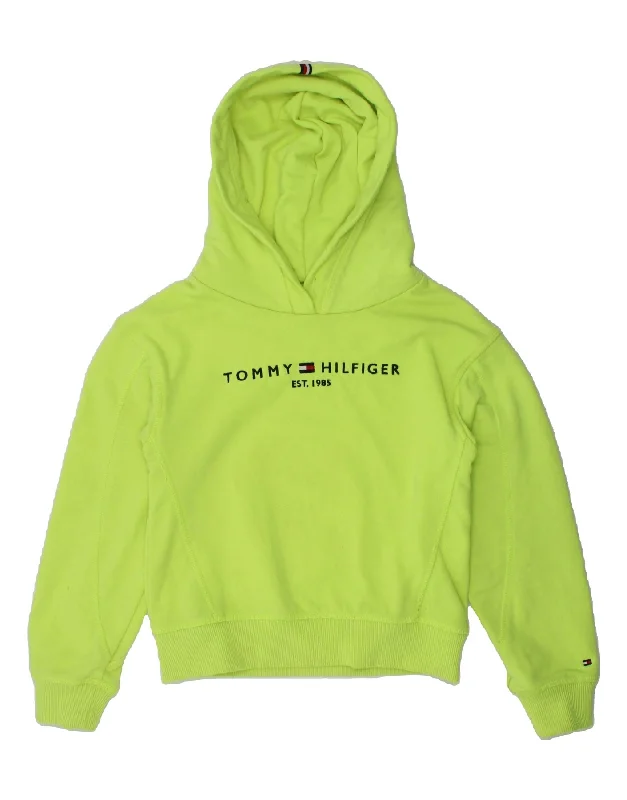 premium sweatshirts for men -TOMMY HILFIGER Girls Graphic Hoodie Jumper 8-9 Years Green