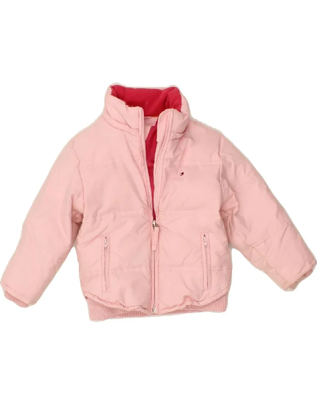 men's zip jackets for hiking -TOMMY HILFIGER Girls Padded Jacket 2-3 Years Pink Polyester