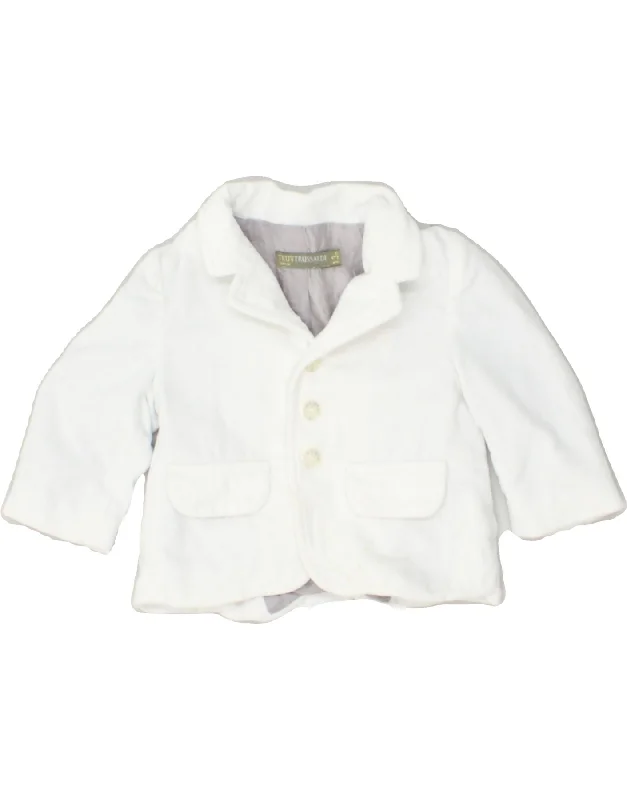 men's urban jackets -TRUSSARDI Baby Boys 3 Button Blazer Jacket 0-3 Months White Cotton