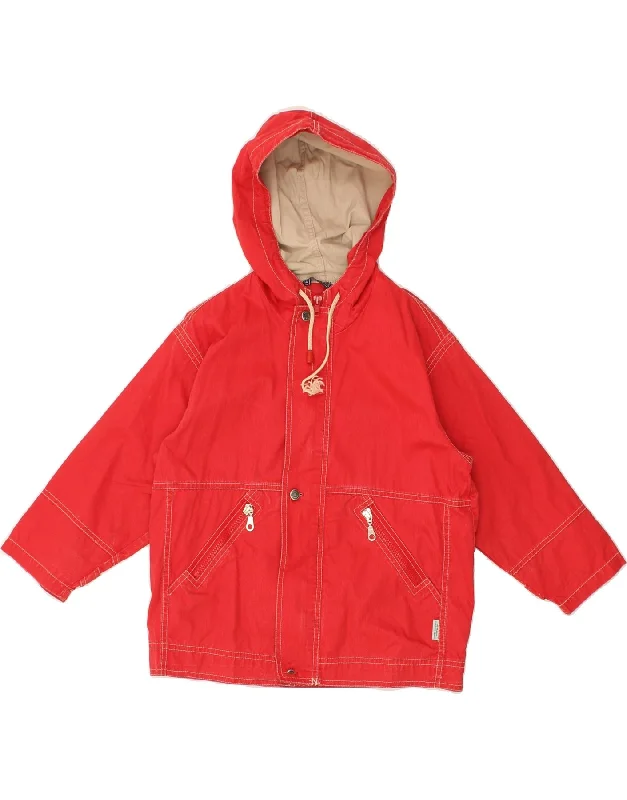 men's formal jackets -TRUSSARDI Boys Hooded Bomber Jacket 5-6 Years Red Cotton