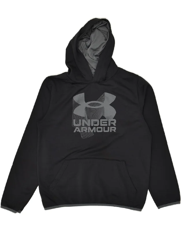 men's warm hoodies for winter -UNDER ARMOUR Boys Cold Gear Graphic Hoodie Jumper 11-12 Years Large Black