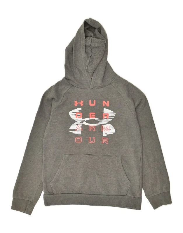 men's stylish zip-up hoodies -UNDER ARMOUR Boys Cold Gear Graphic Hoodie Jumper 11-12 Years Large Grey