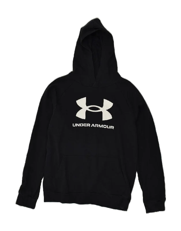 men's hoodies with quotes -UNDER ARMOUR Boys Cold Gear Graphic Hoodie Jumper 13-14 Years XL Black