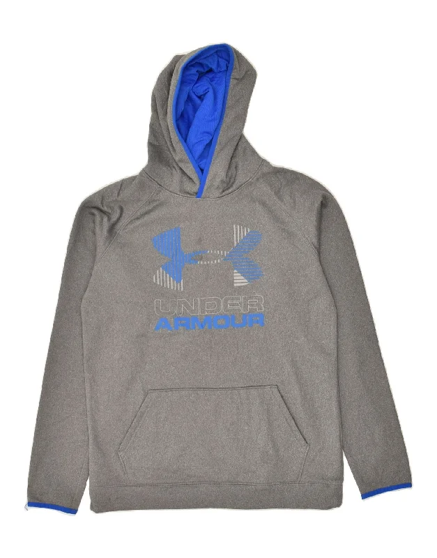 men's fashion hoodies for winter -UNDER ARMOUR Boys Cold Gear Graphic Hoodie Jumper 13-14 Years XL Grey