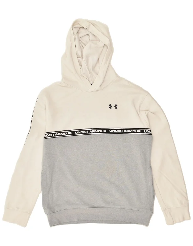 men's workout hoodies -UNDER ARMOUR Boys Cold Gear Graphic Hoodie Jumper 13-14 Years XL Grey