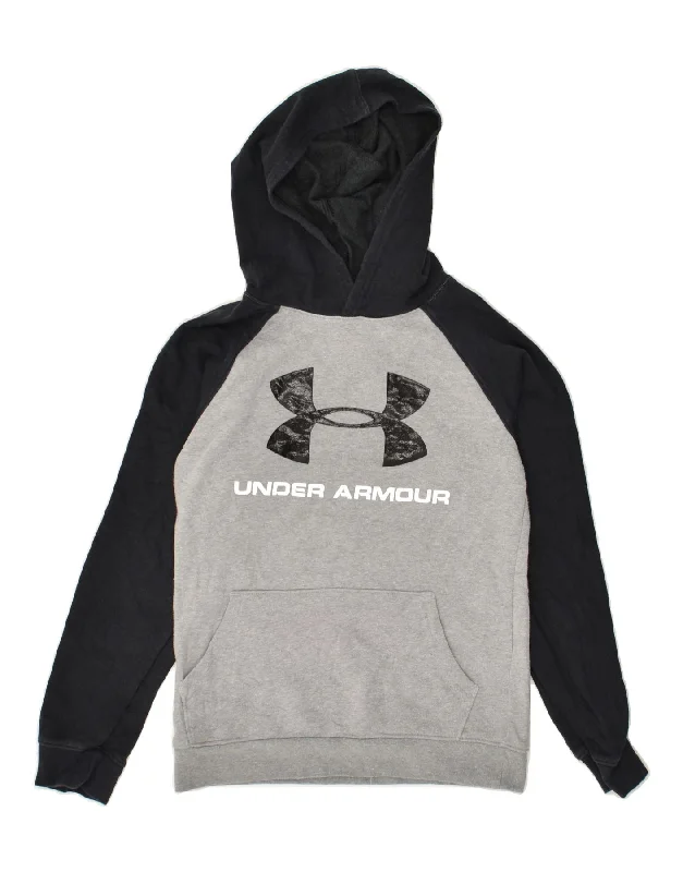 men's heavy-duty hoodies -UNDER ARMOUR Boys Cold Gear Graphic Hoodie Jumper 9-10 Years Medium Grey