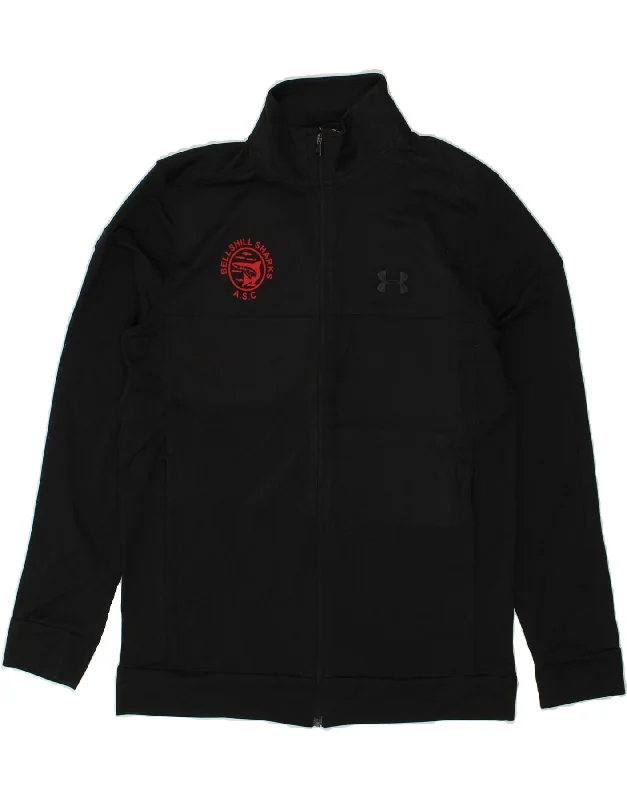 men's modern jacket styles -UNDER ARMOUR Boys Fitted Tracksuit Top Jacket 10-11 Years Medium Black