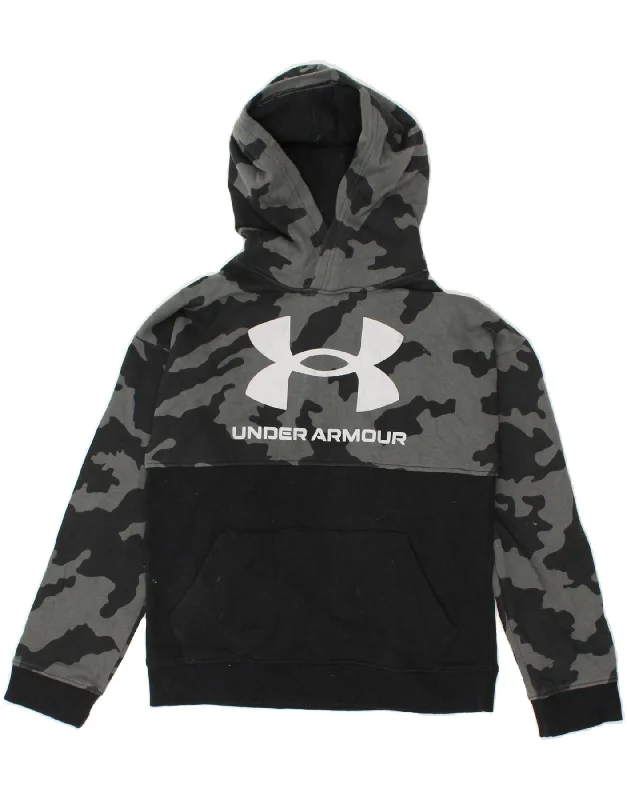 men's stylish sports hoodies -UNDER ARMOUR Boys Graphic Hoodie Jumper 10-11 Years  Black Camouflage