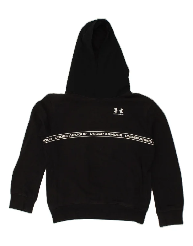 men's hoodie for hiking -UNDER ARMOUR Boys Graphic Hoodie Jumper 10-11 Years Black