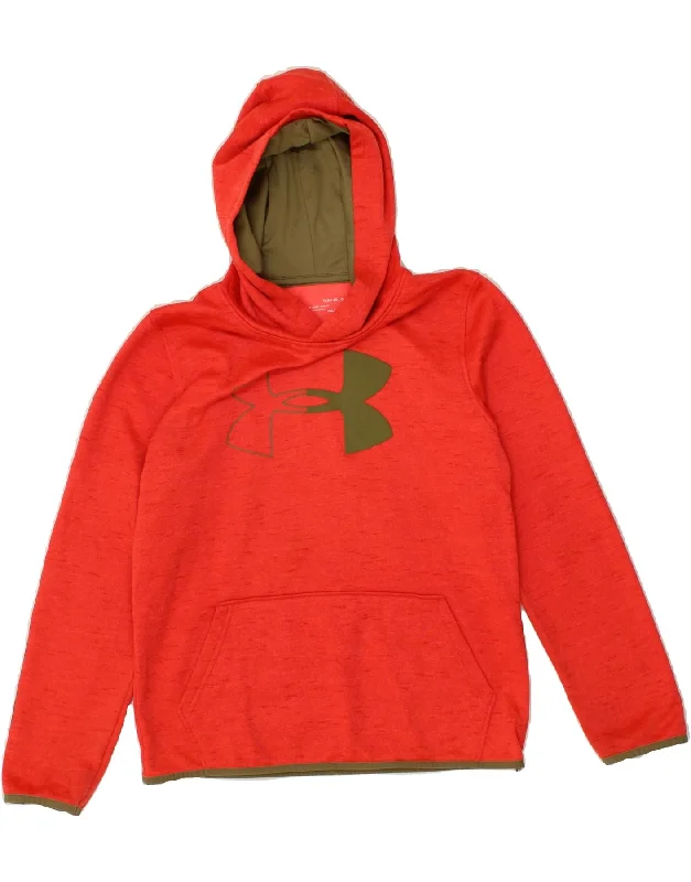 men's sporty hoodies -UNDER ARMOUR Boys Graphic Hoodie Jumper 11-12 Years Large Red Flecked