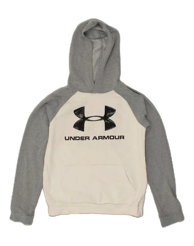 casual wear sweatshirts for men -UNDER ARMOUR Boys Graphic Hoodie Jumper 11-12 Years Large  White