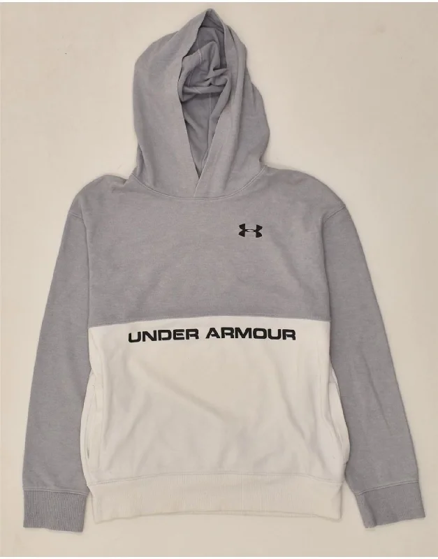 comfortable sweatshirts for everyday wear -UNDER ARMOUR Boys Graphic Hoodie Jumper 15-16 Years Grey Colourblock