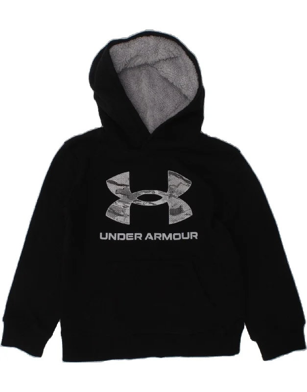 men's printed hoodies for winter -UNDER ARMOUR Boys Graphic Hoodie Jumper 4-5 Years Black Cotton