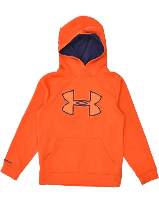 men's sweatshirts with designs -UNDER ARMOUR Boys Graphic Hoodie Jumper 7-8 Years Small  Orange