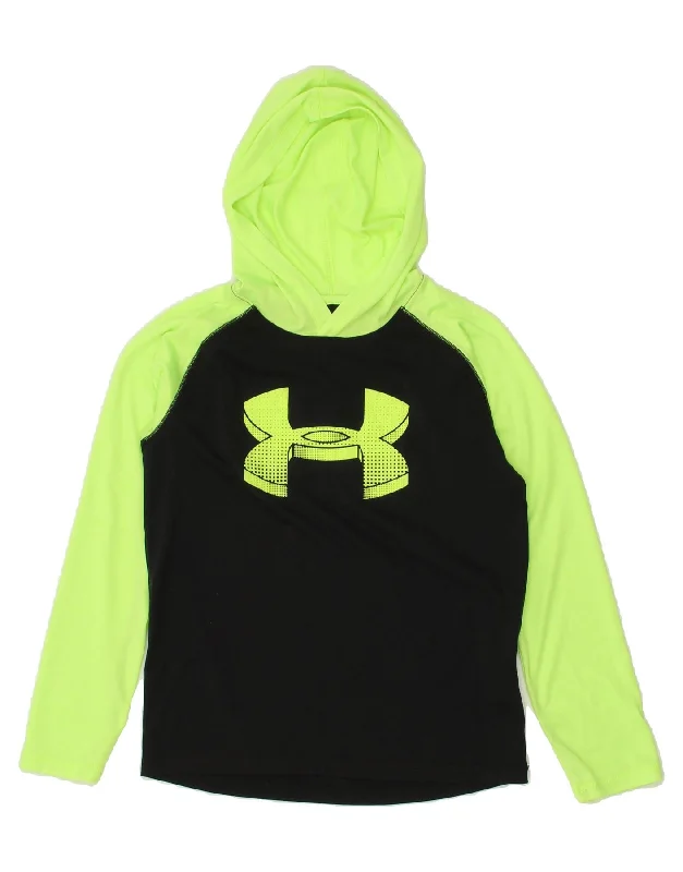 men's oversized sweatshirts for cold weather -UNDER ARMOUR Boys Graphic Hoodie Jumper 9-10 Years Medium Black