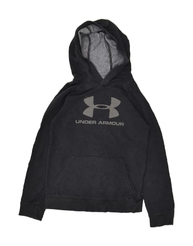 men's hoodie jackets -UNDER ARMOUR Boys Graphic Hoodie Jumper 9-10 Years Medium Black