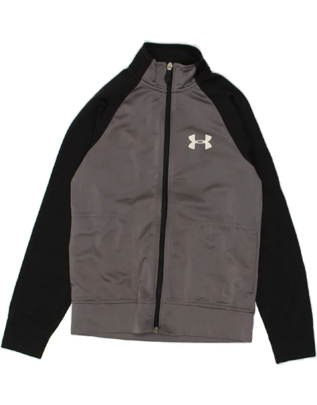 men's insulated winter jackets -UNDER ARMOUR Boys Graphic Tracksuit Top Jacket 9-10 Years Small Grey