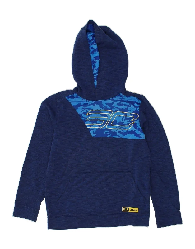 men's hoodies for casual wear -UNDER ARMOUR Boys Tall Graphic Hoodie Jumper 13-14 Years XL  Navy Blue