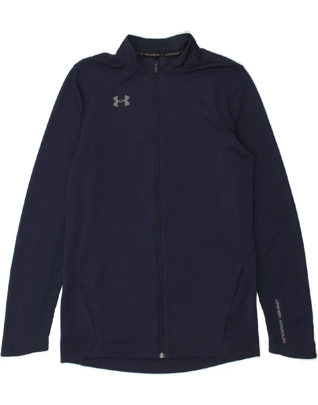 men's full zip jackets -UNDER ARMOUR Boys Tracksuit Top Jacket 13-14 Years XL Navy Blue Polyester