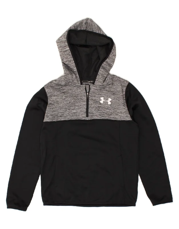 men's winter sweatshirts -UNDER ARMOUR Boys Zip Neck Hoodie Jumper 14-15 Years Large Black