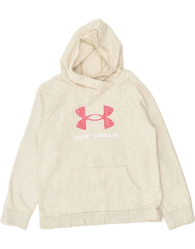 men's winter hoodie -UNDER ARMOUR Girls Graphic Hoodie Jumper 13-14 Years XL Grey Cotton